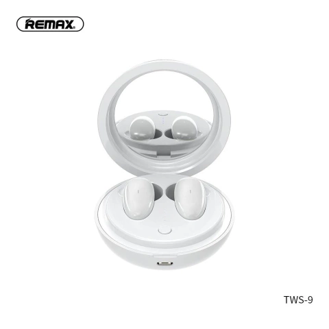 Słuchawki bezprzewodowe Bluetooth 5.0 z Etui, Lusterkiem, Białe REMAX TWS-9