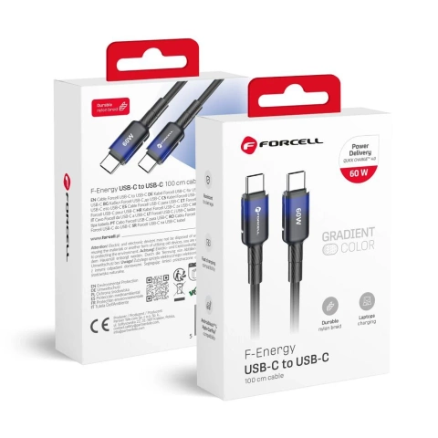 Kabel USB-C – USB-C 60W Forcell F-Energy Gradient 1 m C354 czarny