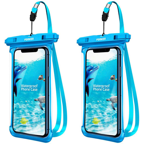 2x Etui wodoodporne wodoszczelne case na telefon Fonken uniwersalne IPX8 do 6.5 Niebieskie