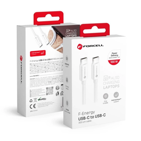 Kabel USB-C 100W 2m Forcell C339 e-mark QC 4.0 PD LAPTOP PC