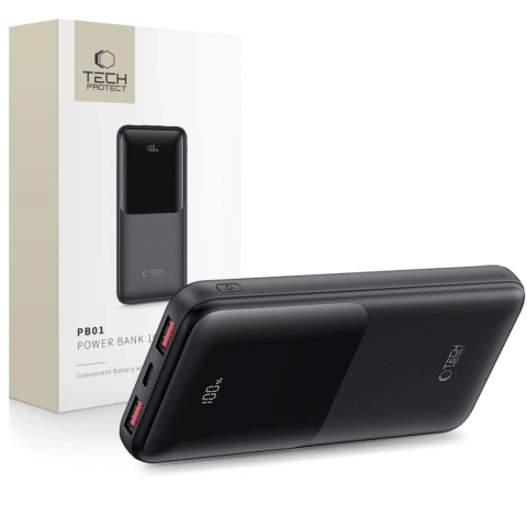 Powerbank Tech-Protect PB01 10000mAh 22.5W Czarny USB-A USB-C