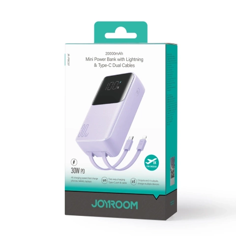 Powerbank Joyroom JR-PBC07 30W 20000mAh z kablami Lightning i USB-C