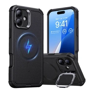 Etui do iPhone 16 Cyber Tough HaloLock MagSafe ESR ze stojakiem czarne