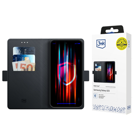 Etui na telefon 3mk Wallet Case portfel do Samsung Galaxy S23 5G zamykane na magnes Czarne