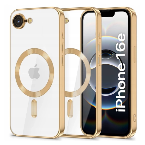 Etui do Apple iPhone 16e Alogy LuxeShield™️ Glamour Luxury Ring obudowa do MagSafe z osłoną aparatów Złote