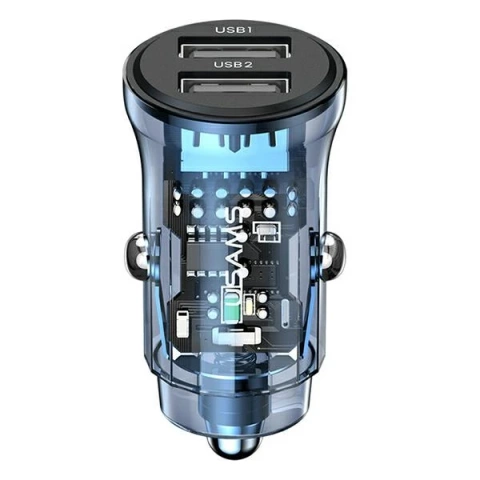USAMS Ładowarka samochodowa C31 3A 2xUSB-A Fast Charge niebieski/blue CC162CC02 (US-CC162)