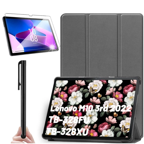 Etui na tablet Lenovo Tab M10 3gen 3 GEN 10.1 2022 TB328FU TB328XU obudowa Case Alogy Book Cover Szare + Szkło + Rysik