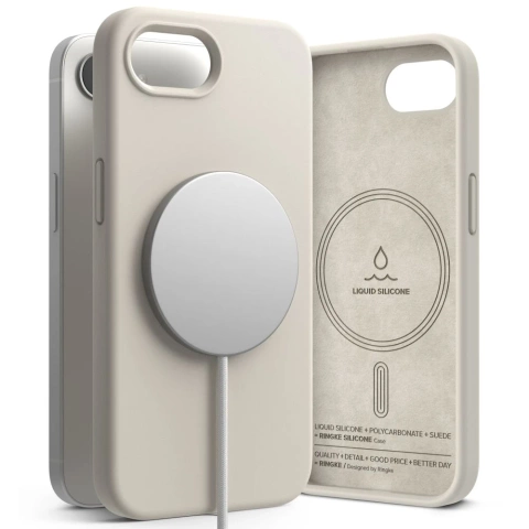 Etui Ringke Silicone Magnetic MagSafe do iPhone 16e Stone