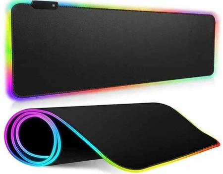 Podkładka pod mysz RGB LED 90×40 cm Czarna Gamingowa Antypoślizgowa