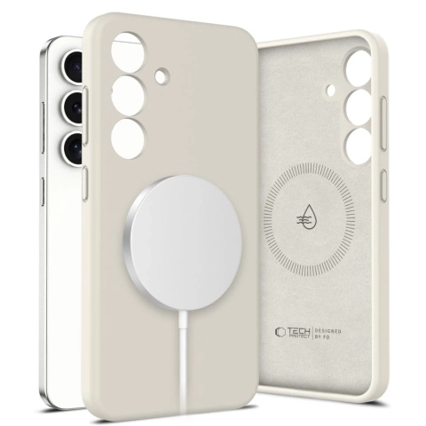 Etui do Samsung Galaxy S25 Tech-Protect Liquid Silicone MagSafe Cosmic Latte