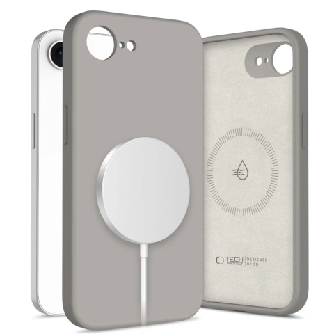 Etui Tech-Protect Liquid Silicone MagSafe iPhone 16e Stone Grey