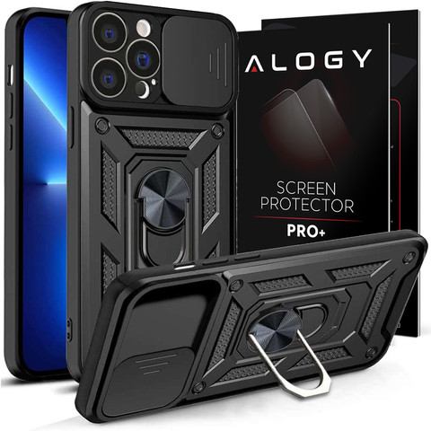 Etui Alogy Camshield Stand Ring z osłonką na aparat do Apple iPhone 13 Pro + Szkło