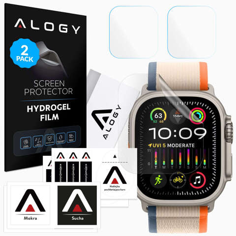 2x Folia ochronna Hydrożelowa hydrogel Alogy do smartwatcha do Apple Watch Ultra/ Ultra 2 49mm