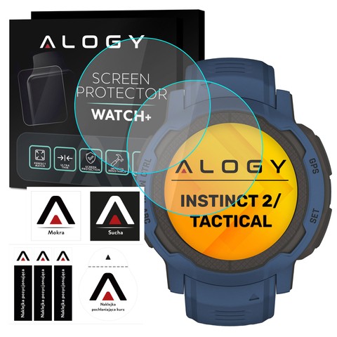 2x Szkło Hartowane do Garmin Instinct 2 / Tactical ochronne na smartwatch Alogy Screen Protector Watch+