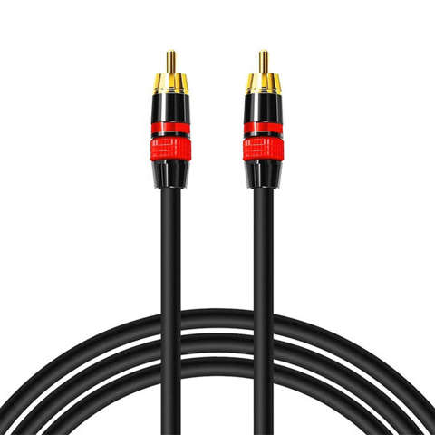 3m Kabel RCA do RCA (cinch) przewód Subwoofer premium MOZOS czarno-czerwony pozłacane wtyki