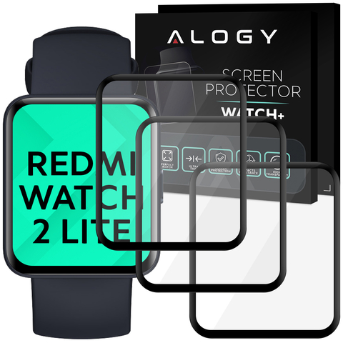 3x Elastyczne Szkło 3D Alogy Screen Protector Pro+ do Xiaomi Redmi Watch 2 Lite Black