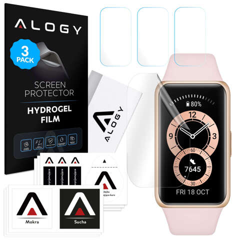 3x Folia ochronna Hydrożelowa hydrogel Alogy do smartwatcha do Huawei Band 6