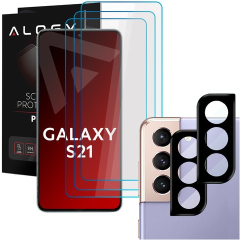 Alogy Glass Pack 3x Szkło hartowane 9H na ekran + 2x Szkło na obiektyw kamerę do Samsung Galaxy S21