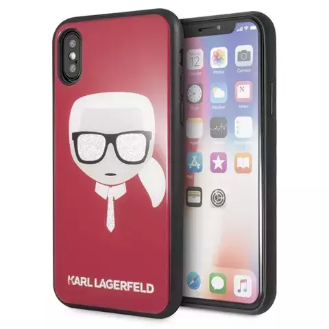 Etui Karl Lagerfeld KLHCPXDLHRE do Apple iPhone X/Xs Iconic Glitter Karl`s Head