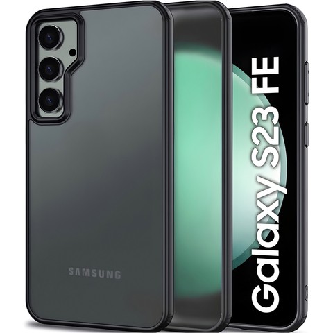 Etui do Samsung Galaxy S23 FE obudowa case pokrowiec przezroczyste matowe plecki czarny bumper + Szkło