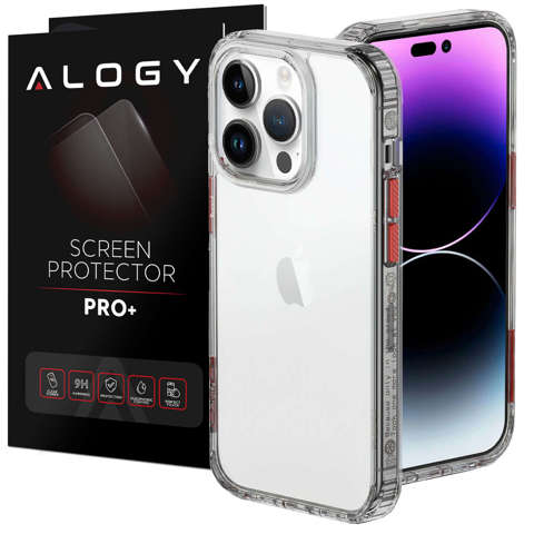 Etui na telefon Alogy Protective Case obudowa ochronna do Apple iPhone 14 Pro Max Czarno-przezroczyste + Szkło