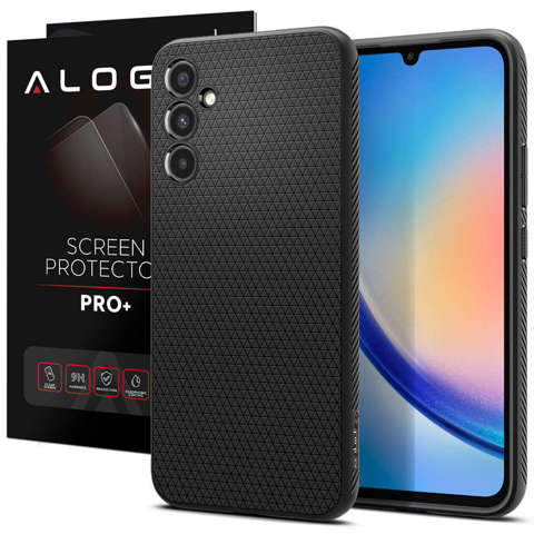 Etui na telefon Spigen Liquid Air obudowa ochronna do Samsung Galaxy A34 5G Matte Black + Szkło