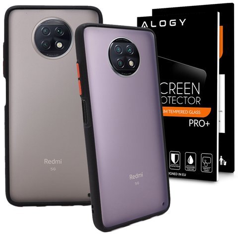 Etui na telefon obudowa Alogy Bumper case do Xiaomi Redmi Note 9T Czarne + Szkło