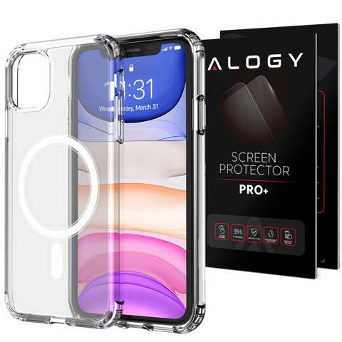 Etui ochronne na telefon Alogy MagSafe Clear Case do Apple iPhone 11 pancerne Przezroczyste + Szkło