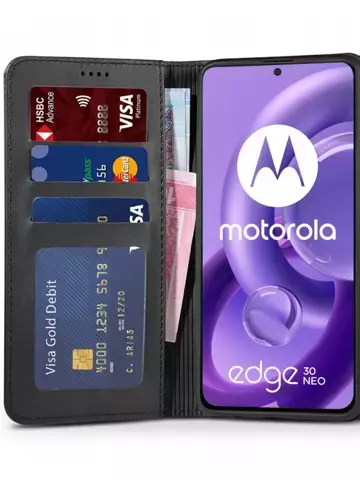 Etui portfel Wallet do Motorola Edge 30 Neo Black