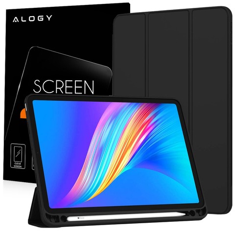 Etui z klapką obudowa Alogy Smart Case Pencil do iPad Pro 11 2021 Czarny + Szkło