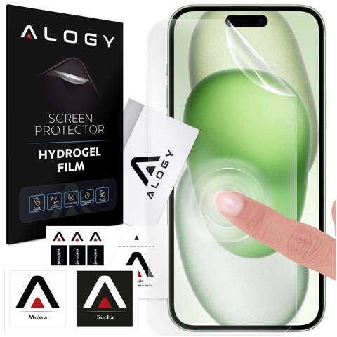 Folia Hydrożelowa do iPhone 15 Plus ochronna na telefon na ekran Alogy Hydrogel Film