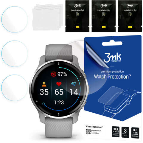 Folia ochronna 3x do Garmin Venu 2 Plus 3mk ARC na ekran Watch Protection™