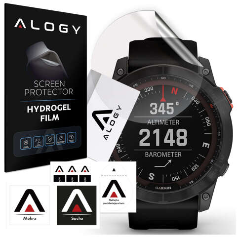 Folia ochronna Hydrożelowa hydrogel Alogy do smartwatcha do Garmin Fenix 7x Pro