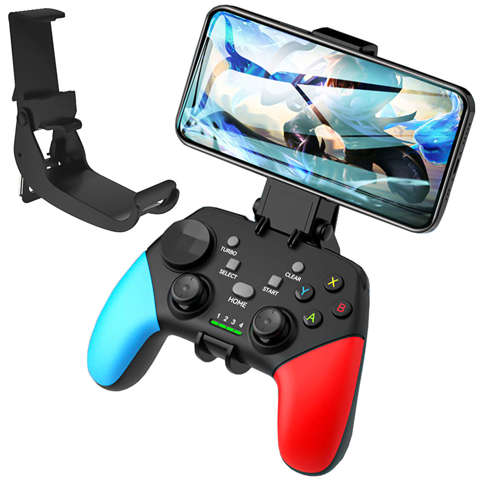 Gamepad Pad bezprzewodowy Bluetooth Alogy kontroler do gier + uchwyt na telefon Android iOS PS3 PS4 PC TV Nintendo Switch Joystick Czarny