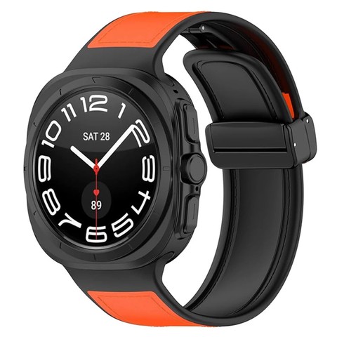 Pasek na zegarek Opaska do smartwatcha do Samsung Galaxy Watch Ultra 47mm Czarno-Pomarańczowy