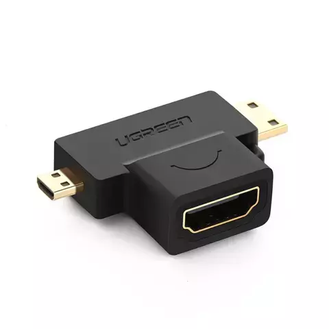 Przejściówka UGREEN adapter ze złącza HDMI Typ A (żeński) na mini HDMI (męski) / micro HDMI (męski) czarny (20144)