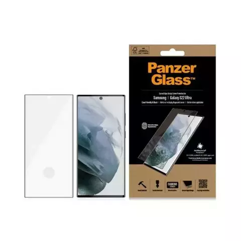 Szkło PanzerGlass E2E Microfracture do Samsung S22 Ultra G908 Case Friendly AntiBacterial czarny/black 7295