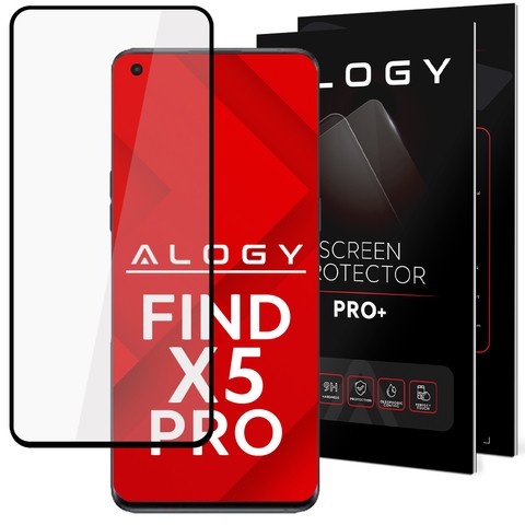 Szkło hartowane 9H Alogy Full Glue do etui case friendly do Oppo Find X5 Pro Czarne