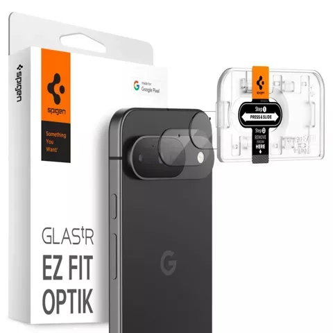 Szkło hartowane Osłona Aparatu Spigen Optik.Tr „EZ Fit” Camera Protector 2-Pack Google Pixel 9 Crystal Clear.