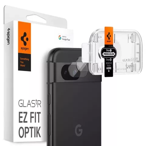 Szkło hartowane osłona aparatu Spigen Optik.TR ”EZ FIT” Camera Protector 2-pack do Google Pixel 8A Clear