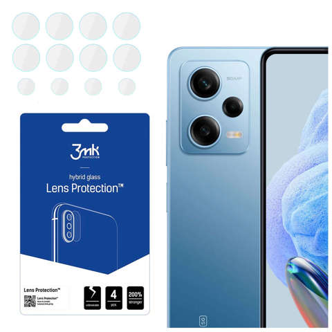 Szkło hybrydowe na obiektyw telefonu 3mk Lens Protection zestaw do Xiaomi Redmi Note 12 Pro/ 12 Pro Plus (4szt.)