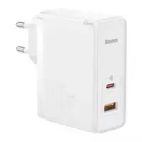 Baseus GaN5 Pro szybka uniwersalna ładowarka sieciowa GaN USB Typ C / USB 100W PD3.0, QC4.0+, AFC biały (CCGP090202)