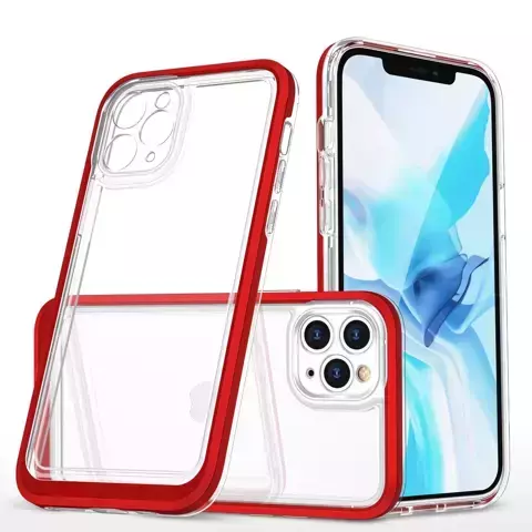 Clear 3in1 etui do iPhone 11 Pro Max żelowy pokrowiec z ramką czerwony