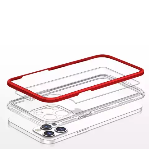 Clear 3in1 etui do iPhone 12 Pro żelowy pokrowiec z ramką czerwony