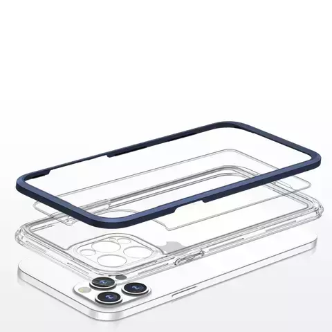 Clear 3in1 etui do iPhone 12 Pro żelowy pokrowiec z ramką niebieski