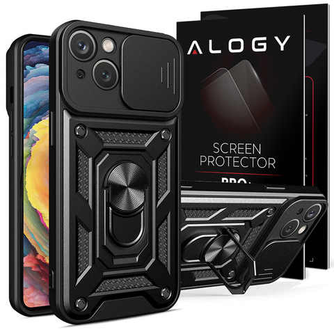 Etui Alogy Camshield Stand Ring z osłonką na aparat do Apple iPhone 14 Plus + Szkło