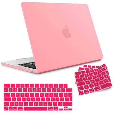 Etui Alogy Hard Case do Apple Macbook Air 13 2022 M2 Matowy Różowy + Nakładka na klawiaturę