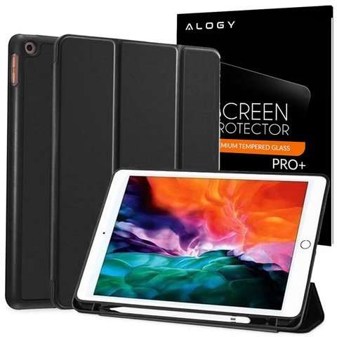 Etui Alogy Smart Pencil Case do Apple iPad 10.2 2019/ 2020/ 2021 7/8/9Gen Czarne + Szkło Alogy