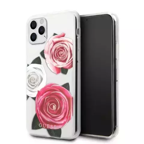 Etui Guess GUHCN58ROSTRT do Apple iPhone 11 Pro transparent hardcase Flower Desire Pink & White Rose