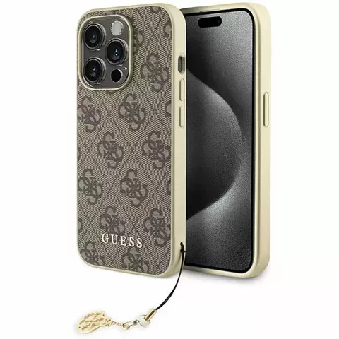 Etui Guess GUHCP15LGF4GBR do iPhone 15 Pro 6.1" brązowy/brown hardcase 4G Charms Collection